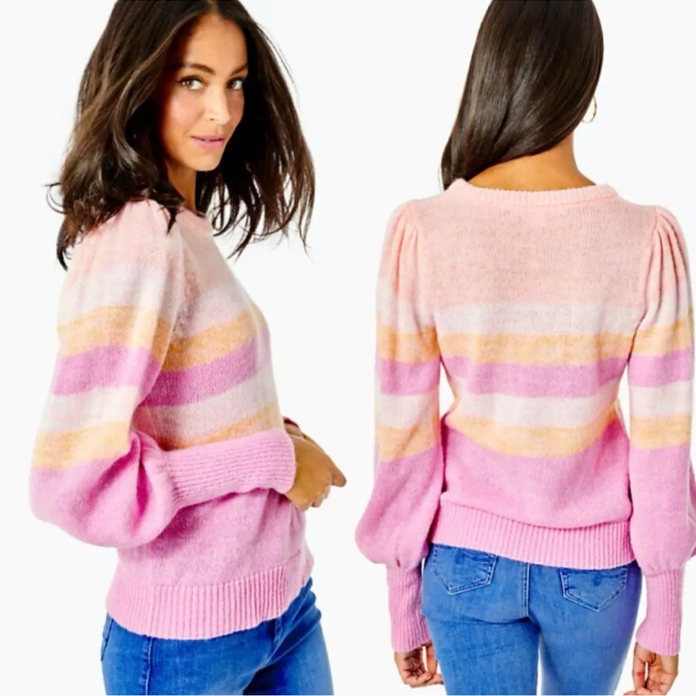 Lily Pulitzer Ritza Sweater Lilac Rose Marled Stripe Large NWT